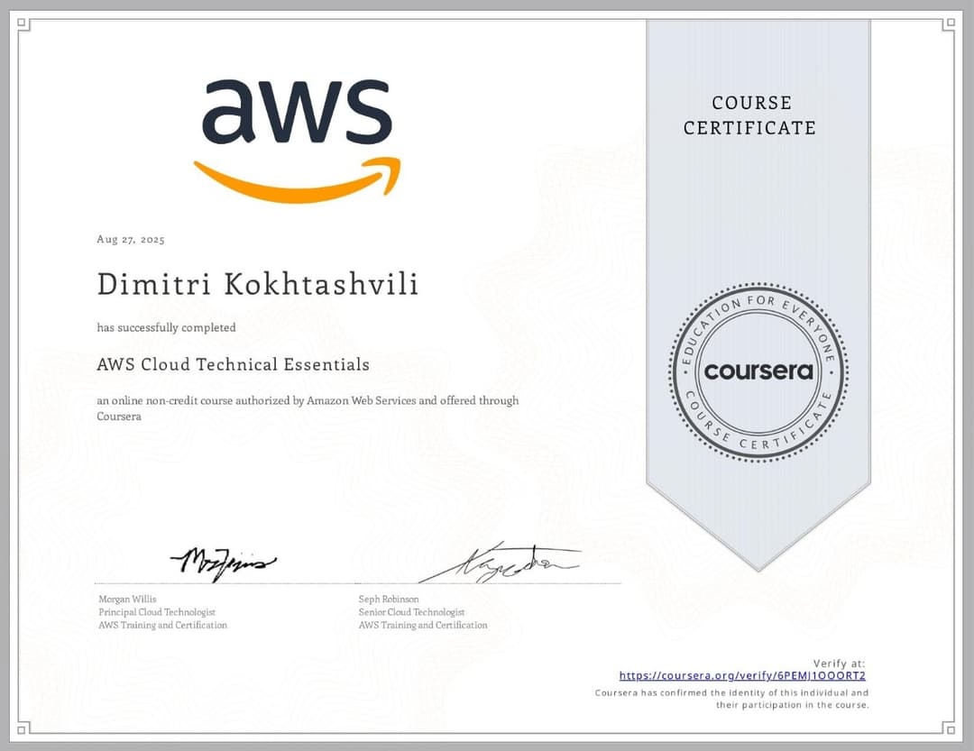 AWS Cloud Technical Essentials certificate icon
