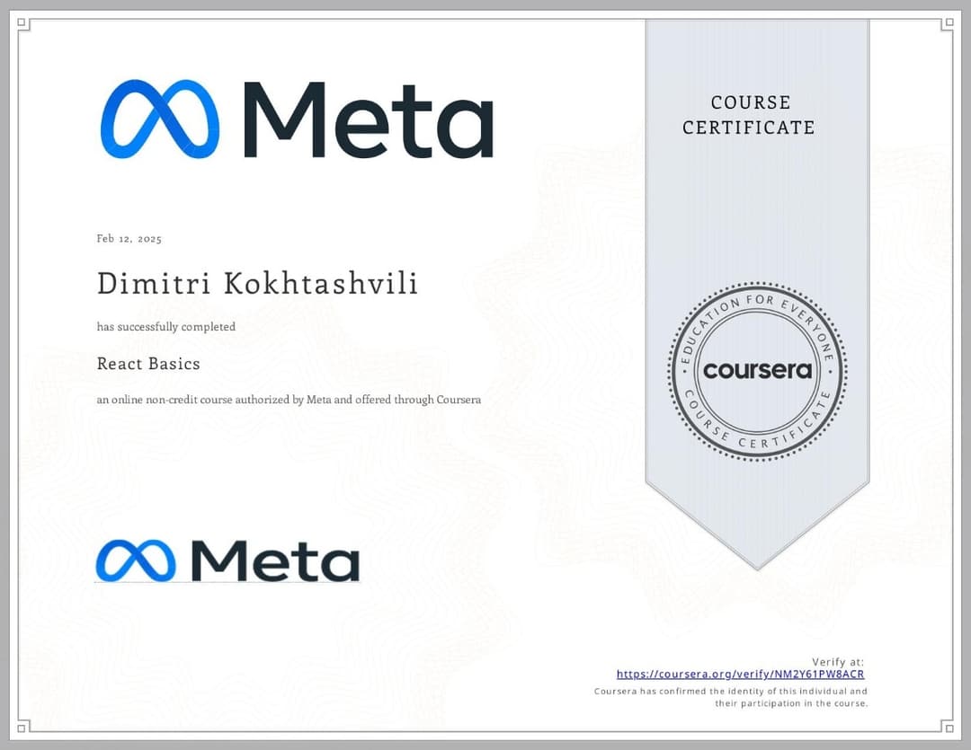 React basics certificate icon